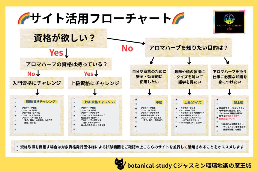 アロマハーブ学習資格取得勉強フローチャート@botanical-study.site